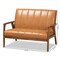 Baxton Studio Nikko Mid-century Modern Tan Faux Leather and Walnut Brown finished Wood Loveseat 175-10975-Zoro - alternate 9